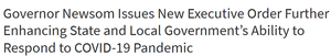 Governor Newsom issues new executive order to better respond to the Coronavirus